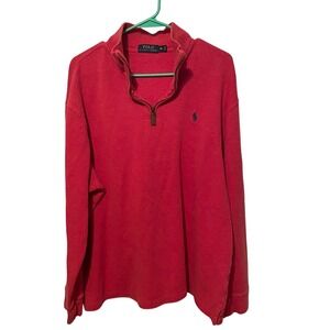 Polo Ralph Lauren Red Men's XL Long Sleeve 1/4 Zip Pullover Sweater Fast Ship